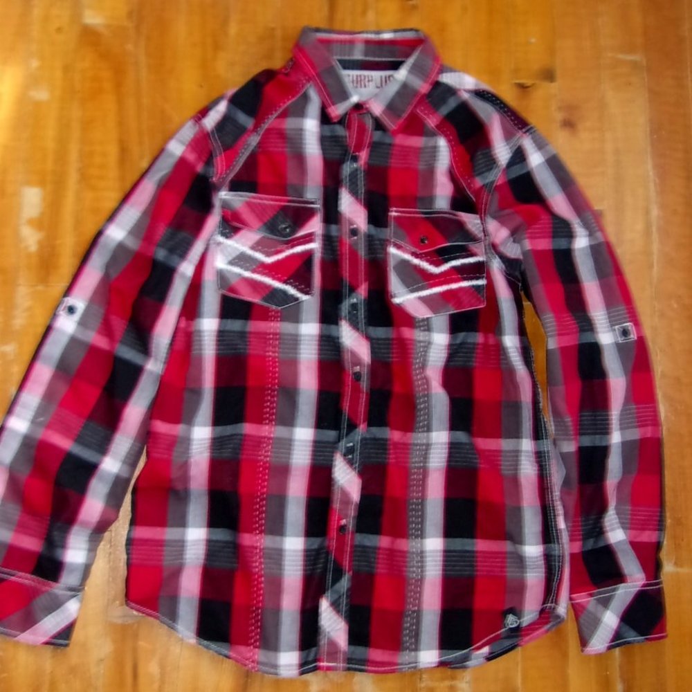 Men's Red Plaid Casual Button Down Shirt
